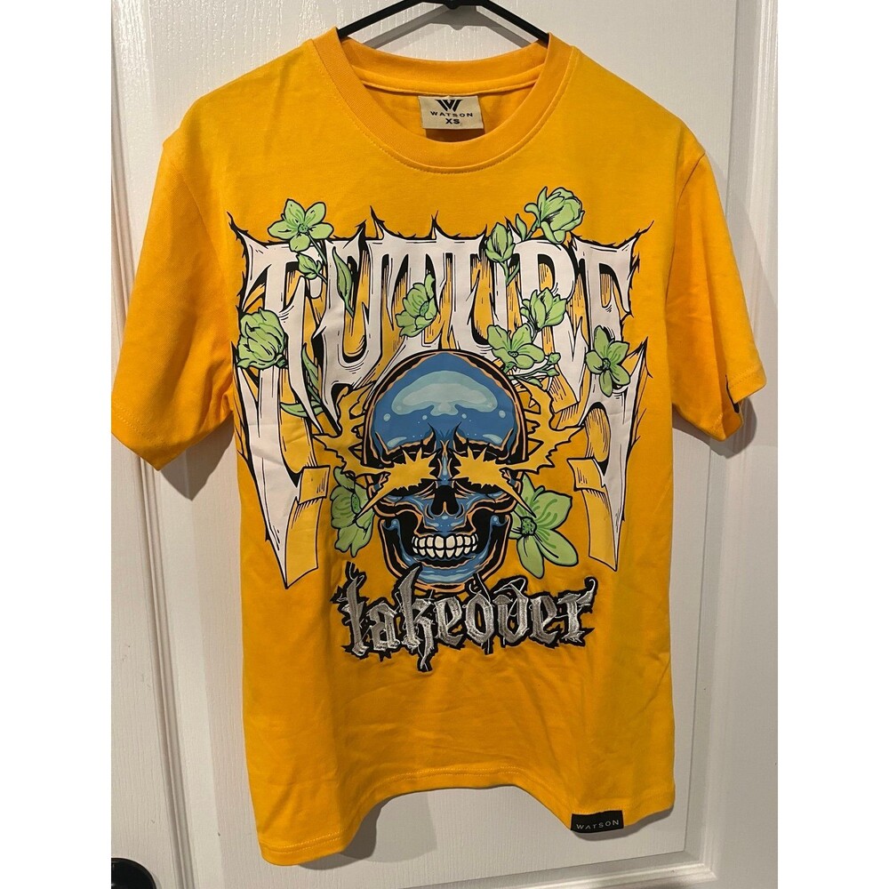 Watson Poison 1968 Graphic Skull T-Shirt Yellow Mens XS NWOT